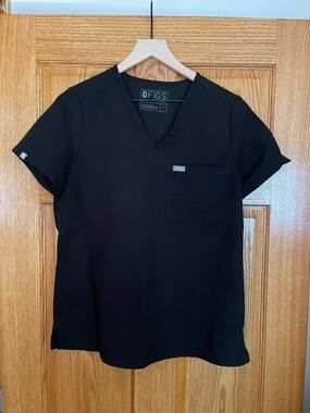 Figs Casma Scrub Top (Black)